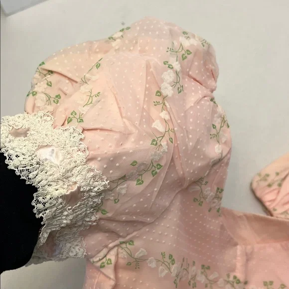 VINTAGE WOMENS REGENCY SWISS DOT LONG MAXI DRESS WITH PUFF SLEEVES SMALL - Picture 14 of 17